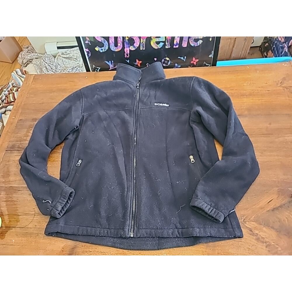 Columbia Fleece Jacket Mens XL Black Full Zip Interchange Outdoor